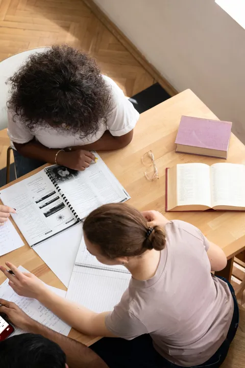College Girls Studying Together